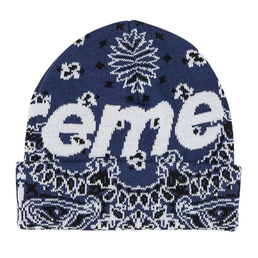 Supreme FW24 Bandana Big Logo Beanie Navy - Picture 2 of 3